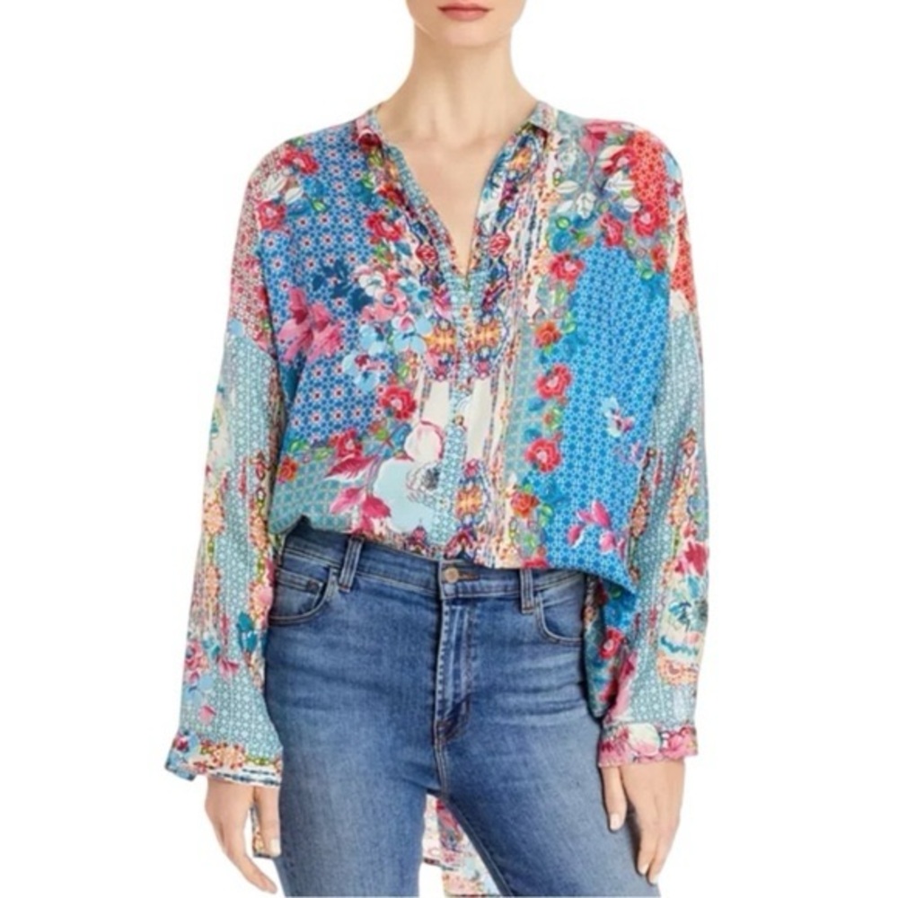 Johnny Was | Lubello Reese Floral Silk Oversized Long Sleeve Tunic | Size Small
